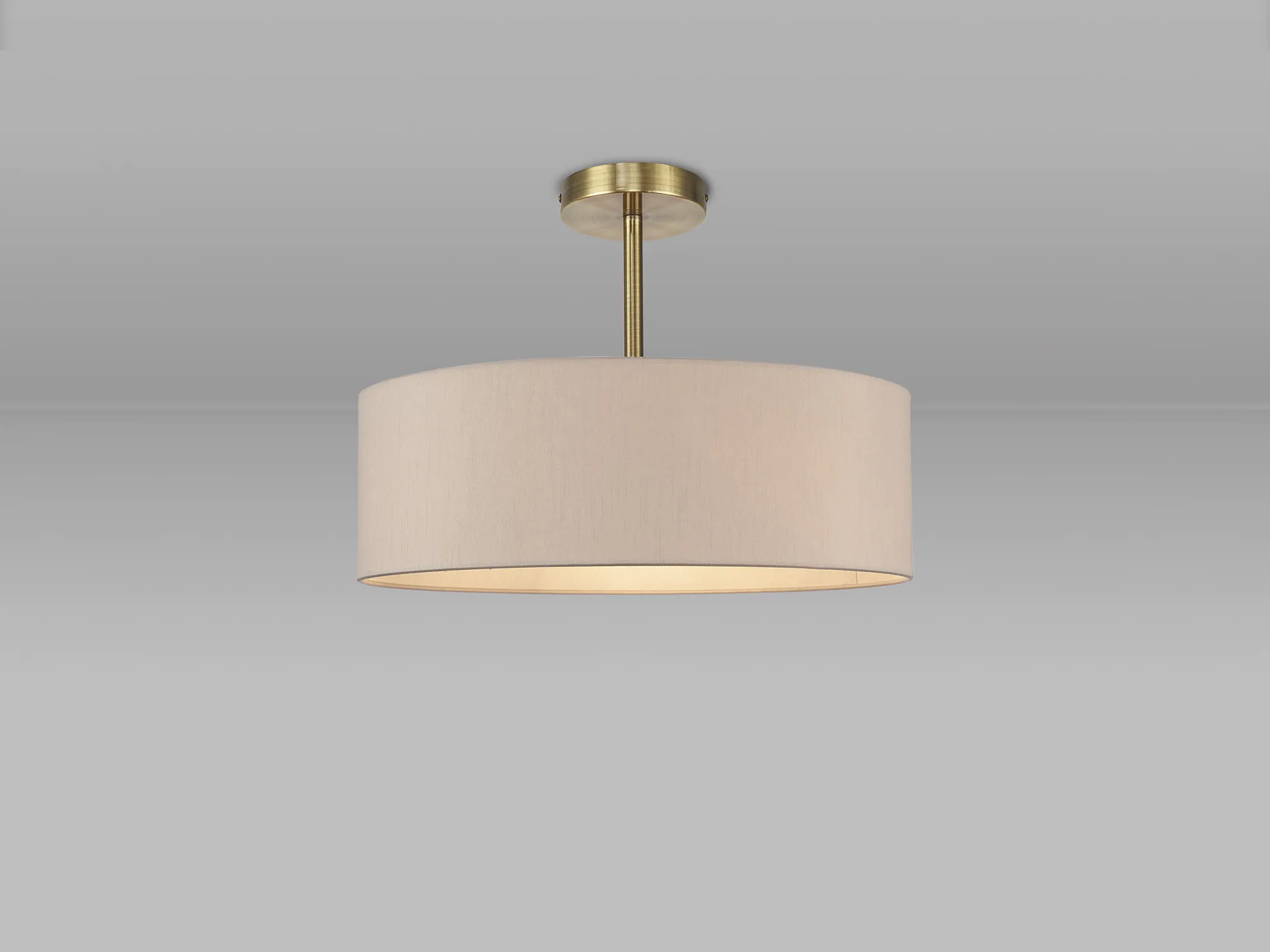 Baymont 45cm Semi Flush 5 Light Antique Brass, Nude Beige DK0741  Deco Baymont AB NU